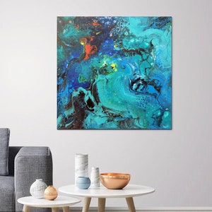 Abstract ocean seascape, wall art canvas, home decor original handmade paintings one of a kind artwork