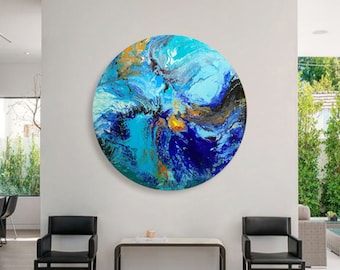 Modern abstract round large painting art 90x90 cm original modern wall decoration one of a kind artwork