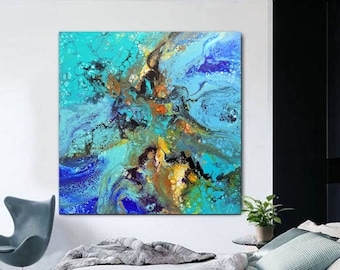 Modern abstract large original colorful painting art one of a kind artwork canvas ready to hang