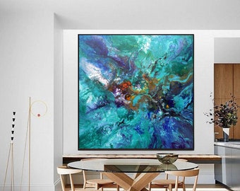 Ocean colors extra large abstract painting art absolutely original one of a kind artwork