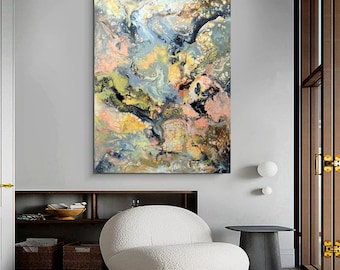 large modern abstract painting  wall art canvas home decor original abstract paintings one of a kind artwork - Follow your dream