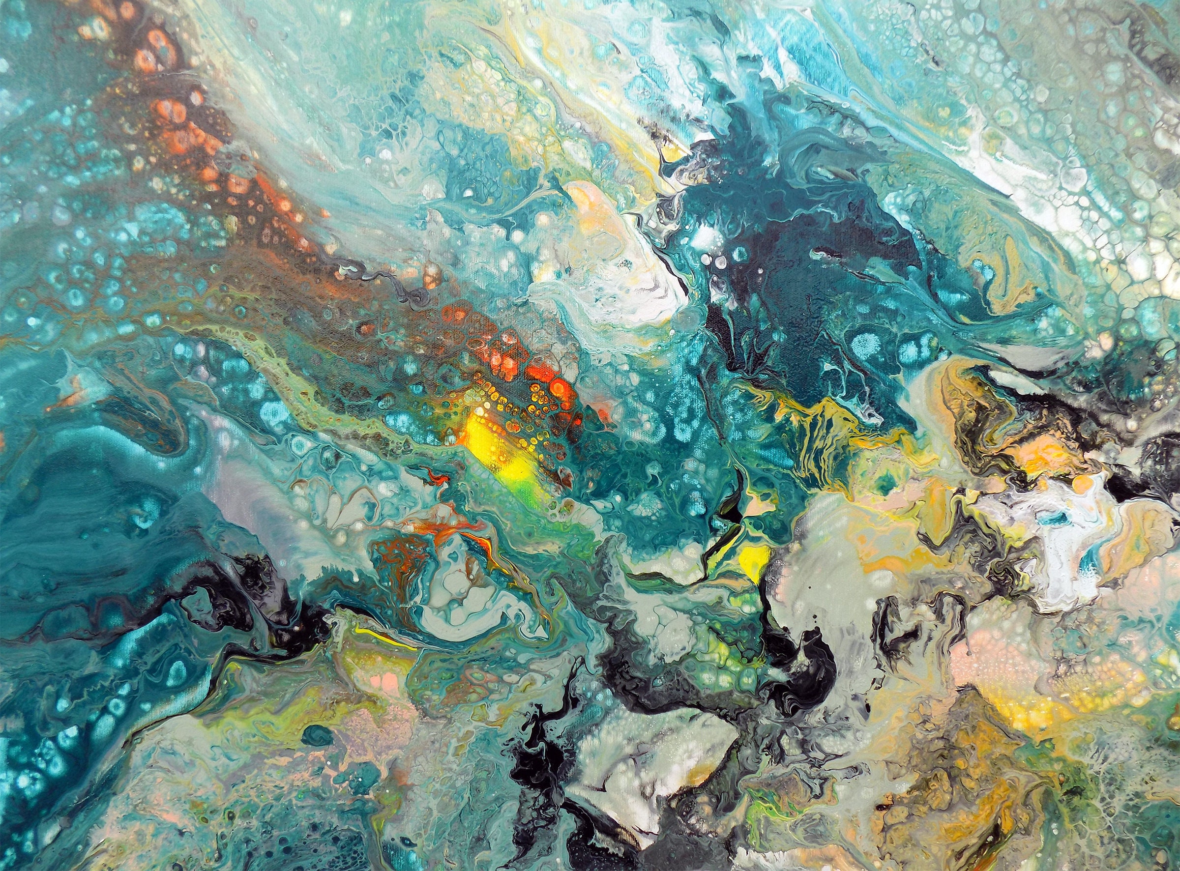 Extra Large Abstract Art Green Gray Original Painting on Canvas One of