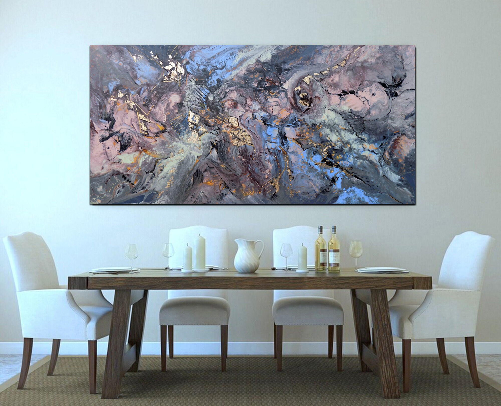 Large Abstract Painting With Gold Leaf One of a Kind Artwork - Etsy