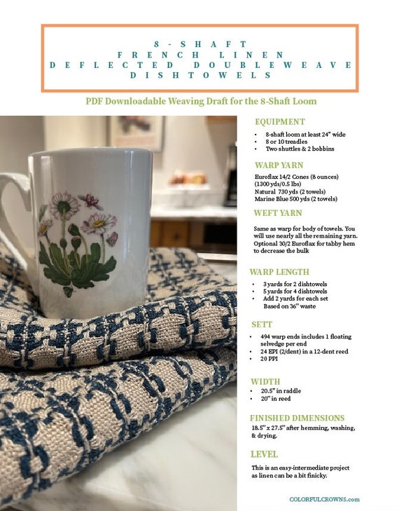 Double Deflected Weave 8-Shaft Linen Dishtowel Digital Pattern