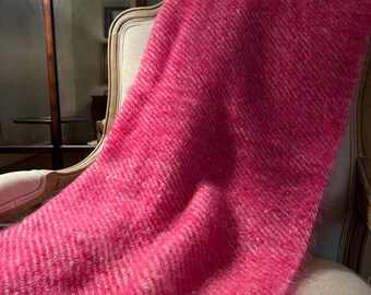 Handwoven Brushed Mohair Throw in Pink