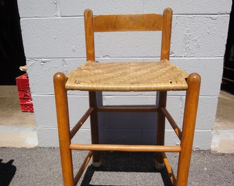 Vintage Stools/Vintage Dining Room/Vintage Stool/Vintage Woven Wicker and Wood Stool/Dining Stool/Kitchen Stool/Wood Stool/Wicker Stool