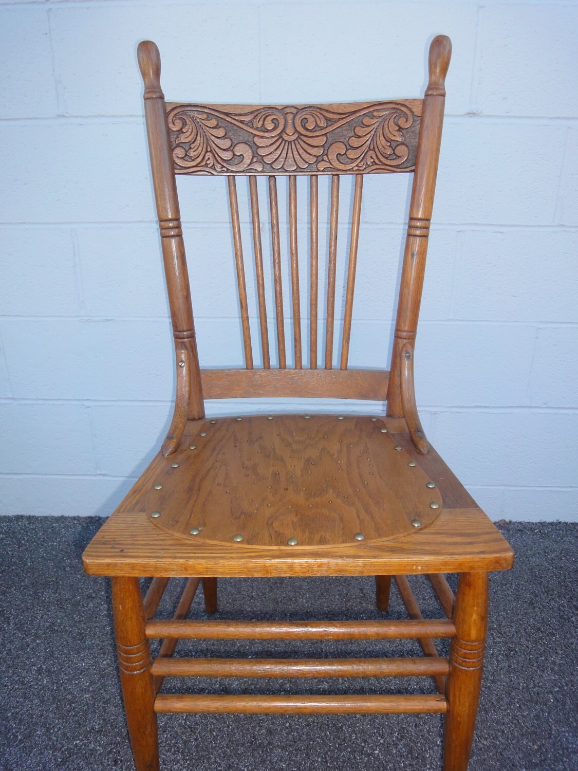Solid Oak Antique Press Back ChairKitchen ChairLadder 