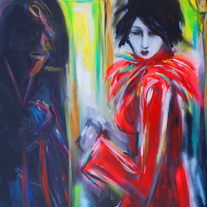 Abstract woman original painting portrait