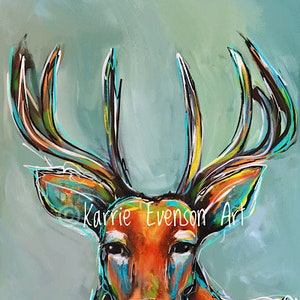 Deer art, Buck art, cabin decor, wildlife art
