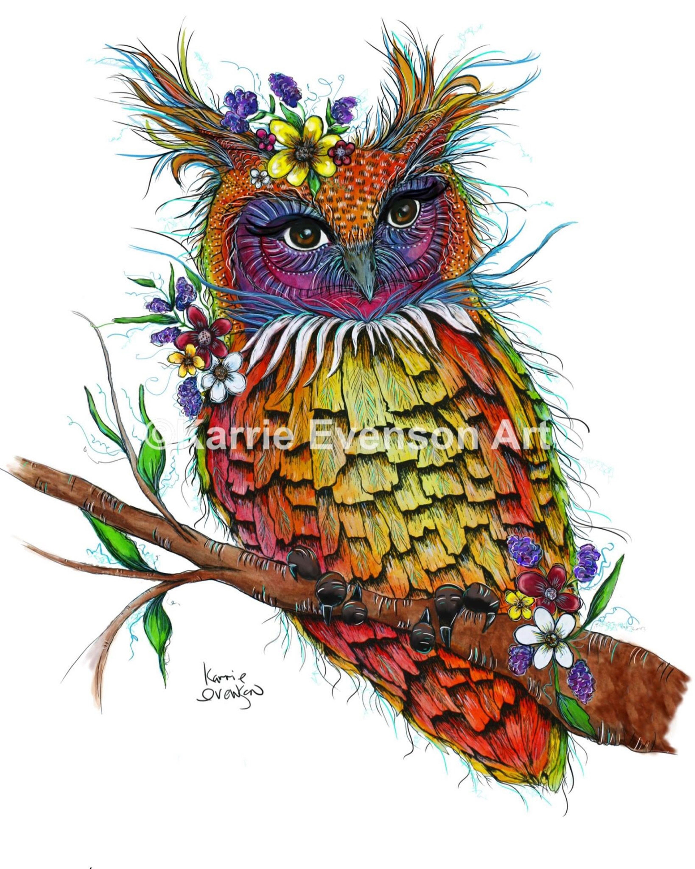 Colorful owl wall art owl art Etsy