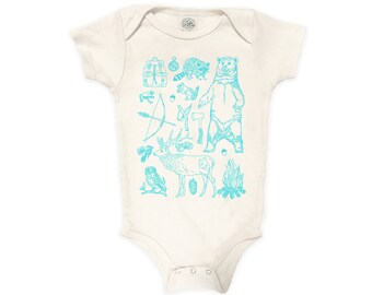 Romper baby Boy new baby Baby Gift baby girl Owl Organic Cotton Bodysuit: Onseie nature baby shower Forest Woods unisex