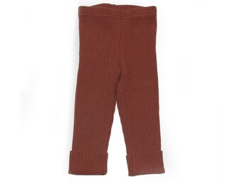 Ribbed, Recycled Cotton, Baby, Toddler, Gender Neutral, Knit Pants, Eco Friendly, Girl, Boy, Shower Gift, Made in USA, Rust