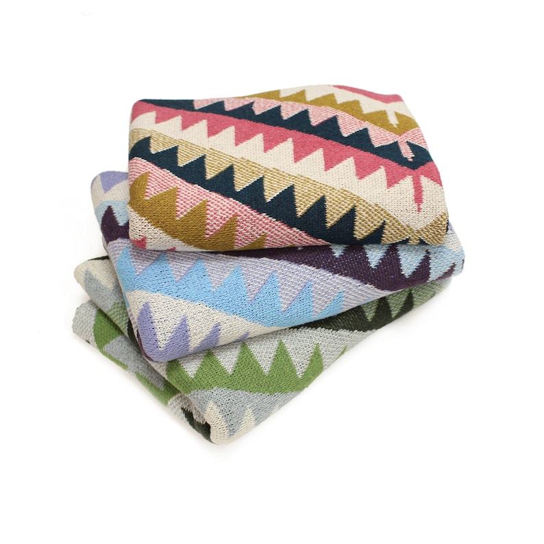 recycled cotton blanket stroller blanket Navajo Inspired Cotton Baby Layette Blanket: global nursery decor kilim inspired blanket