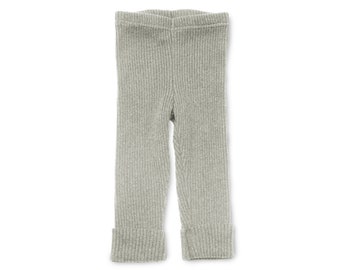 Ribbed, Recycled Cotton, Baby, Toddler, Gender Neutral, Knit Pants, Eco Friendly, Girl, Boy, Shower Gift, Made in USA, Gray