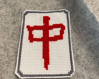 Mahjong Tile Cross Stitch Pattern: Red Dragon