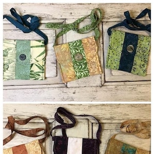 Petit sac de voyage batik vert, sacoche polyvalente, petit sac bandoulière, sac à bandoulière, impressions batik estampées à la main