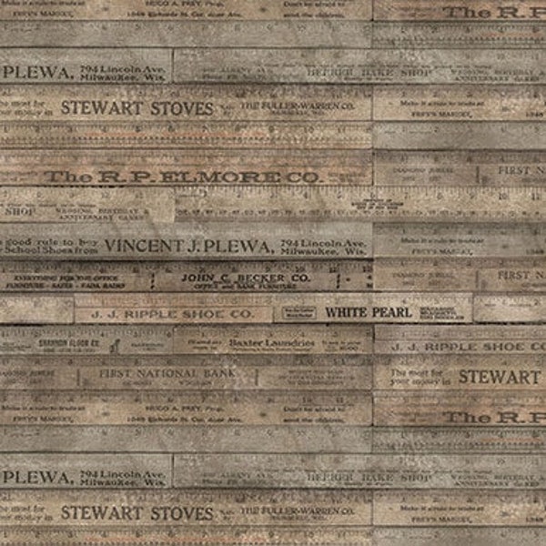 Eclectic Elements Tim Holtz Rulers, Out of Print,  Grunge, Vintage Inspired, Hardware Store Rulers, Free Spirit Fabrics, FQ, Remnant