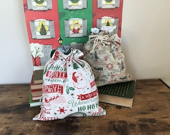 Christmas Sack, Drawstring Holiday Gift Bag, Reusable Christmas Gift Bag, Holiday Home Decor, Santa Sack, Toy Sack, Under the Tree Filler