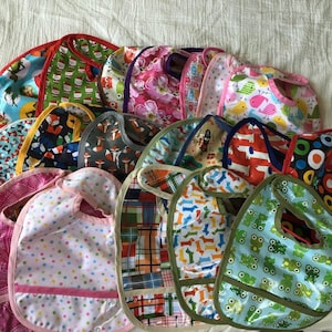 Laminate Baby Bibs, Fully Lined, Pocket, Crumb Catcher, Pirates, Mustaches, Santa