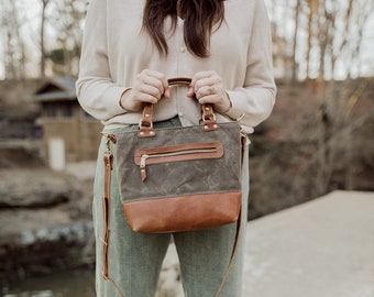 The Mini Brynn Bag, waxed canvas purse, crossbody bag