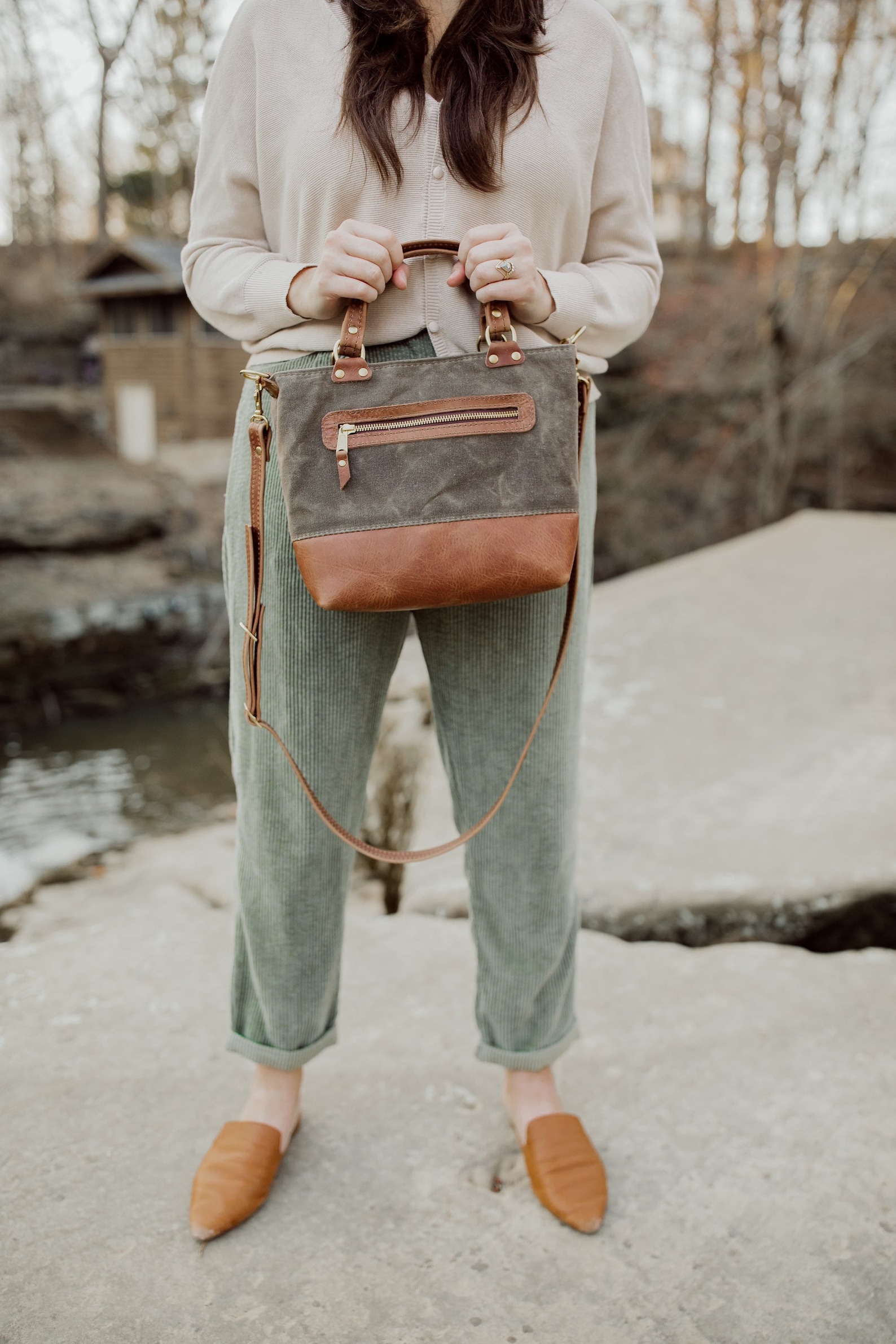 The Mini Brynn Bag, Waxed Canvas Purse, Crossbody Bag - Etsy