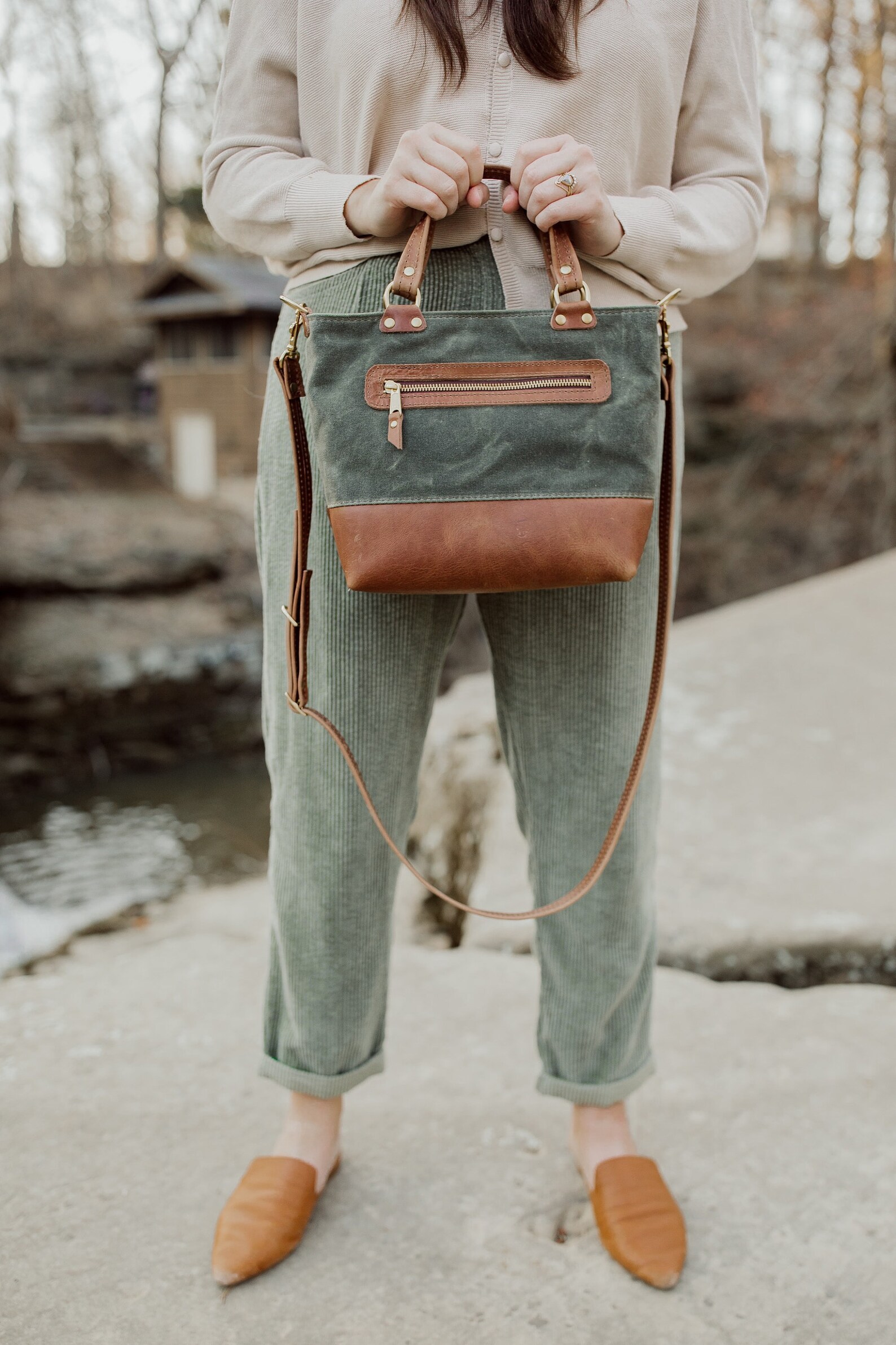 The Mini Brynn Bag, Waxed Canvas Purse, Crossbody Bag - Etsy