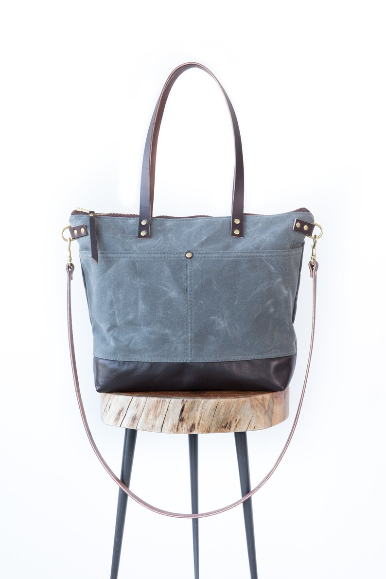 Waxed Canvas Weekend Bag Charcoal Gray Waxed Canvas Tote Etsy