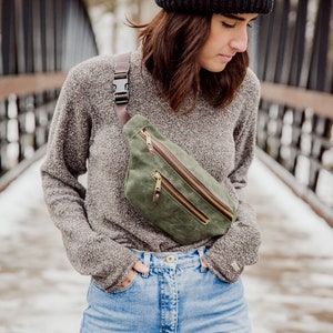 Le sac Jersey, vert olive, sac de hanche, sac de taille, sac banane, sac à bandoulière image 4