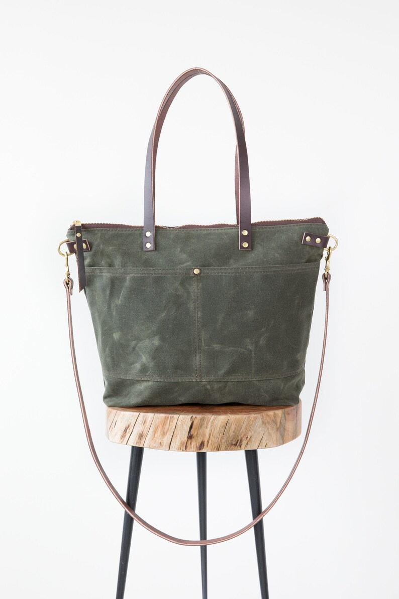 Waxed Canvas Large Bag Olive Green Purse Waxed Canvas Tote Etsy