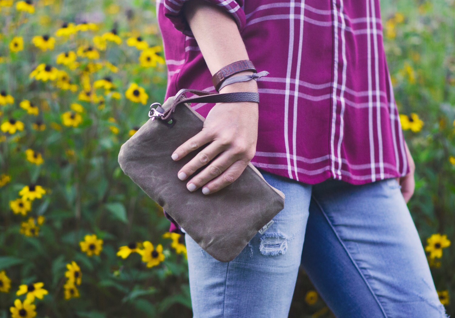 Waxed Canvas Wristlet Waxed Canvas Clutch Canvas Clutch Etsy