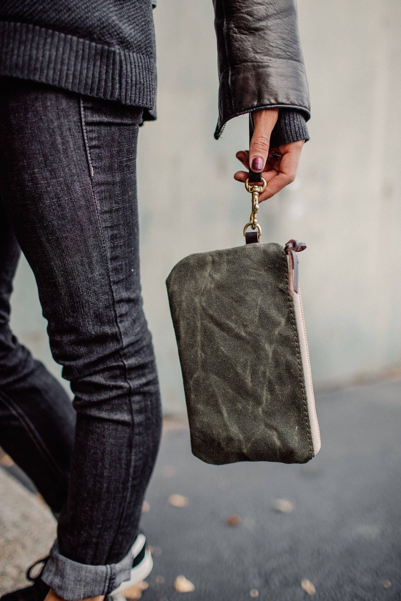 Waxed Canvas Wristlet waxed canvas clutch canvas clutch Etsy