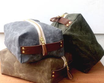 Waxed Canvas Dopp Kit, toiletry bag, mens bag, travel bag, shave kit, shave bag