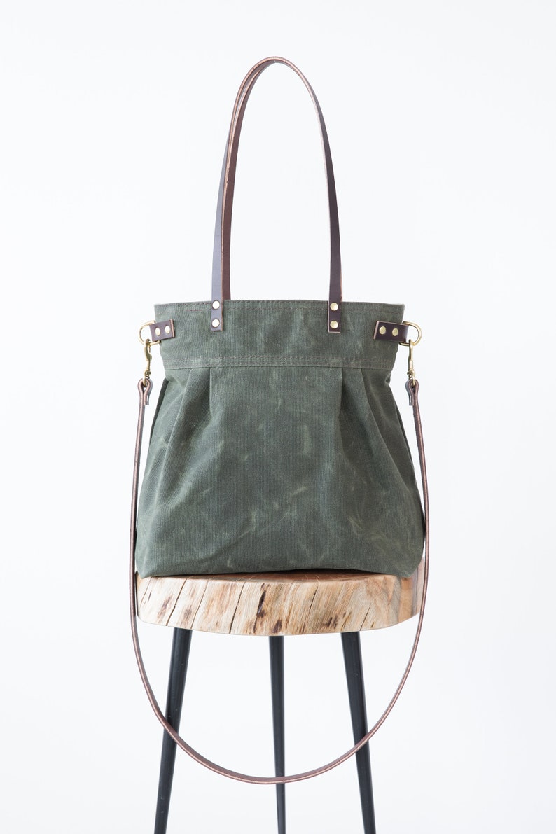 Waxed Canvas Charlie Bag Olive Green Waxed Canvas Tote - Etsy