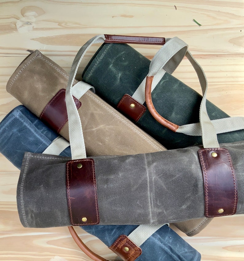 Firewood Tote, waxed canvas and leather, log carrier image 5