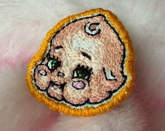 Embroidered Kitsch Pin/Brooch | Vintage Kewpie Inspired Wearable Art