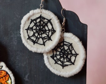 Spider Web Embroidered Earrings