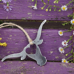 Long Horn Steer Ornament made from Raw Steel Rustic Farmhouse Decor Farm Cattle Rancher Cowboy Adventure Dude Ranch Texas Heirloom Gift