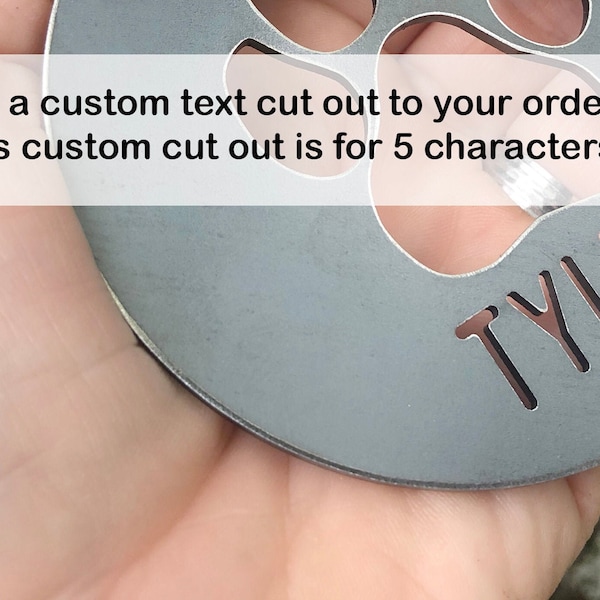 ADD ON: Add a Custom Text Cutout to your Ornament or Bottle Opener Personalize by adding a name dates year ONLY numbers and letters