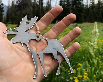 Moose Metal Christmas Ornament made from Raw Sustainable Recycled Steel Christmas Tree Holiday Gift Cabin Hunting Modern Farmhouse Decor