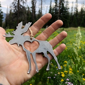 Moose Metal Christmas Ornament made from Raw Sustainable Recycled Steel Christmas Tree Holiday Gift Cabin Hunting Modern Farmhouse Decor image 1