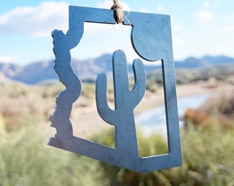 Arizona State Saguaro Cactus Ornament made from Raw Steel Anniversary Gift Tucson Phoenix Sonoran Desert Hiking Saguaro National Park