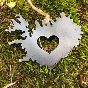 Iceland Metal Ornament with Heart made from Raw Steel Love Travel Christmas Holiday Tree Decoration Stocking Stuffer Gift Wander Explore