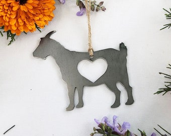 Goat Ornament made from Raw Steel Rustic Farmhouse Decor Farmer Gift Pet Loss Gift Pet Memorial Homesteading Hobby Farm Sustainable Gift