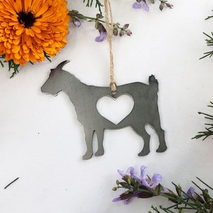Goat Ornament made from Raw Steel Rustic Farmhouse Decor Farmer Gift Pet Loss Gift Pet Memorial Homesteading Hobby Farm Sustainable Gift