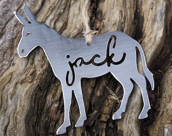 Funny Donkey Ornament made from Recycled Steel Jack Donkey Punny Gift Host Gift