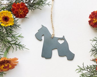 Schnauzer Ornament Made from Recycled Raw Steel Rustic Farmhouse Metal Dog Christmas Tree Ornament Pet Memorial Sympathy Remembrance Gift