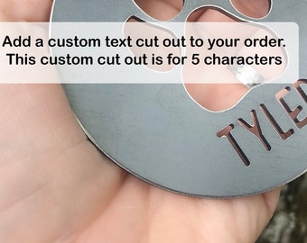 ADD ON: Add a Custom Text Cutout to your Ornament or Bottle Opener Personalize by adding a name dates year ONLY numbers and letters