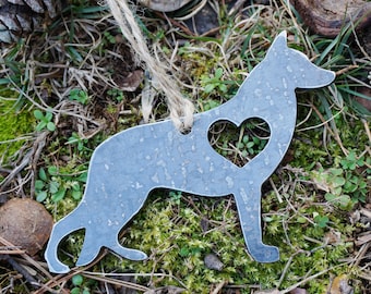 German Shepherd Ornament / Made from Raw Steel / Metal Dog Ornament / Personalize Options / Pet Gift / Fur Baby Gift / Pet Remembrance / K9