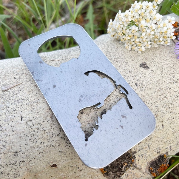 Cape Cod Massachusetts Bottle Opener Made From Recycled Raw Steel Farmhouse Bar Kitchen Tool Party Favor Wedding Favor House Warming