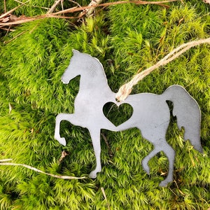 Gaited Horse Metal Ornament made from Raw Steel Racking